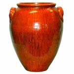 Massive Chrome Red North Carolina Porch Vase
** Circa 1930
** North Carolina pottery vase or jar with applied "ear" handles at the shoulder.
** H: 21, Dia: 16
** $2,500